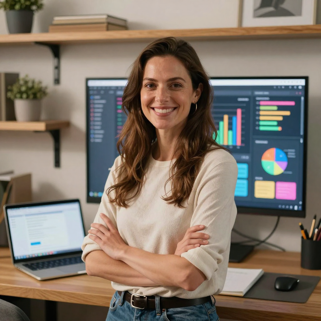 Relaxed freelancer working on SEO reports