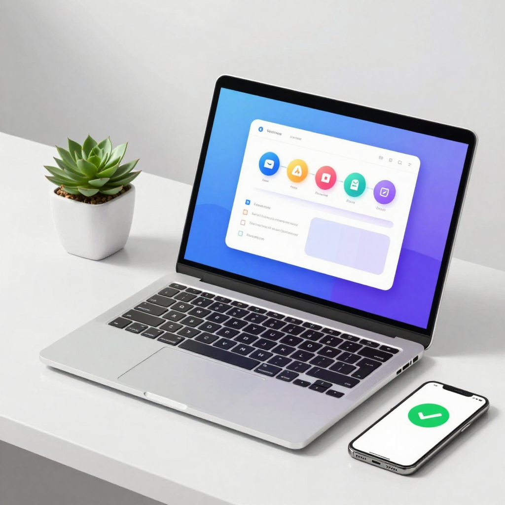 Hands typing a domain into a clean web form